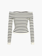 Overfold Off-Shoulder Stripe Long Sleeve Shirt